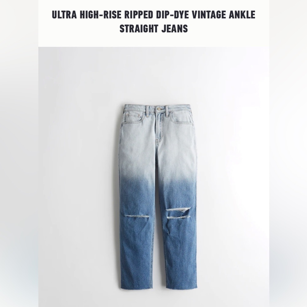 Hollister Ultra High-Rise Dip Dye Vintage Ankle Straight Jeans